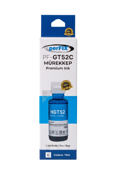perFIX Hp GT52C Mavi Moh54A Şişeli Mürekkep  70ml