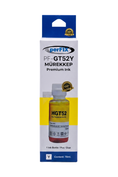 perFIX Hp GT52Y Sarı  Moh56A Şişeli Mürekkep  70ml